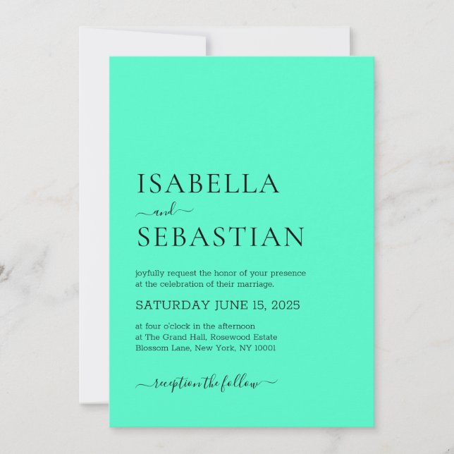 Invitation Mariage Simple Brise de Menthe (Devant)