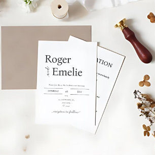 Invitation Mariage simple classique élégant