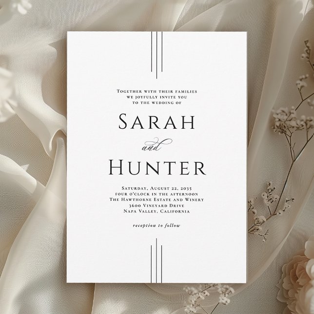 Invitation Mariage Simple Classique Élégant Typographie (Available in both printed and instant download digital formats.)