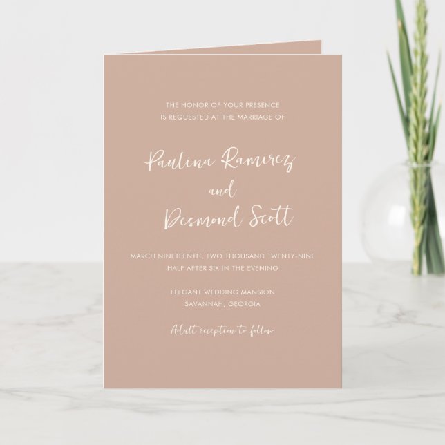 Invitation Mariage simple code QR neutre terreux moderne (Devant)