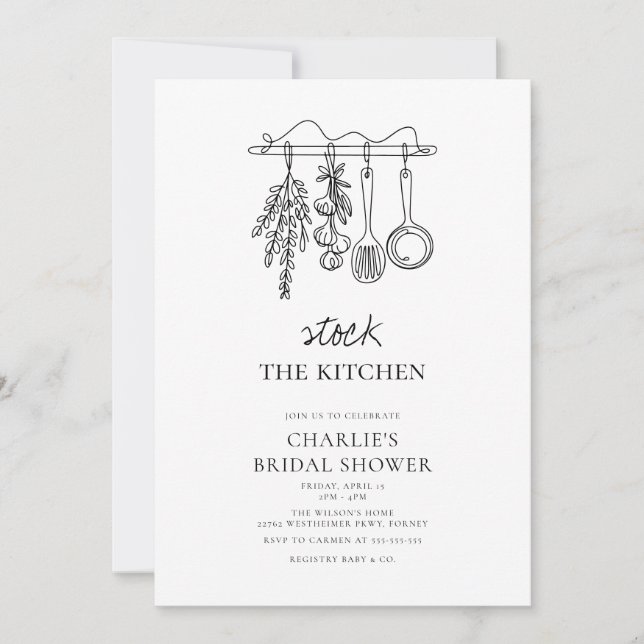 Invitation Mariage Simple Cuisine Moderne (Devant)