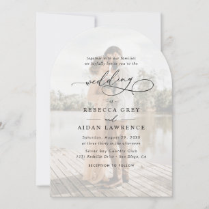 Invitation Mariage simple d'arceau photo en noir et blanc