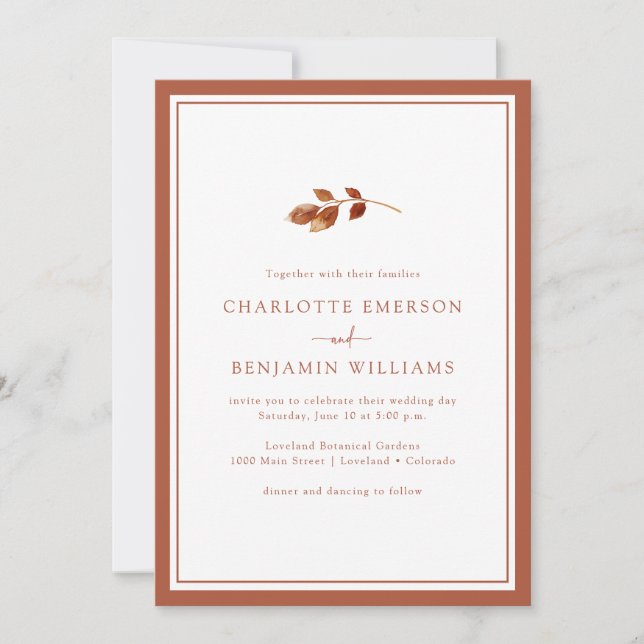 Invitation Mariage simple d'automne (Devant)