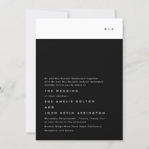 Invitation Mariage simple de bande noire moderne