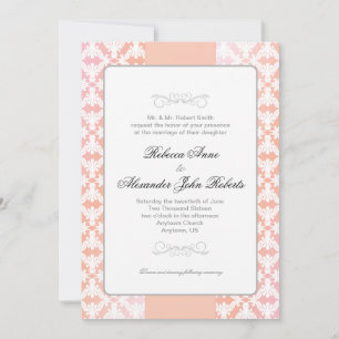 Invitation Mariage simple de damassé rose et de corail