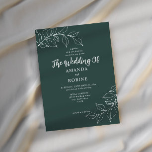 Invitation Mariage simple de feuille de sable vert
