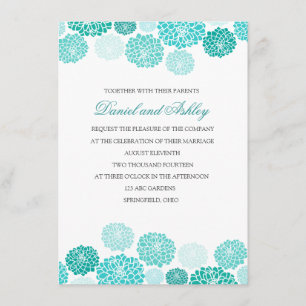 Invitation Mariage simple de jardin de turquoise