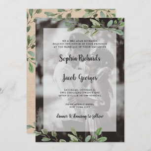 Invitation Mariage simple de photo de la verdure   Papier