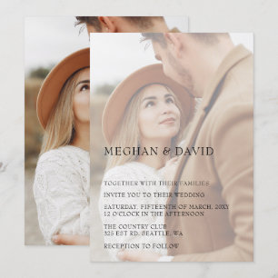 Invitation Mariage simple de superposition photo complète