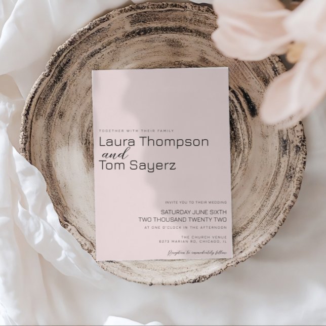 Invitation Mariage Simple de Type Moderne Rose Atténué (Créateur téléchargé)