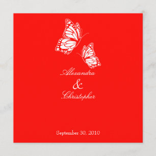 Invitation Mariage simple des papillons rouges