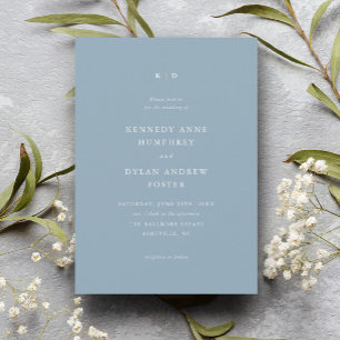 Invitation Mariage simple Dusty Blue élégant