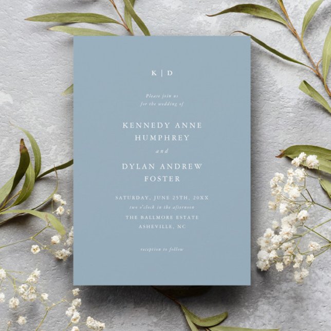 Invitation Mariage simple Dusty Blue élégant (Créateur téléchargé)