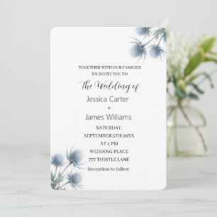 Invitation Mariage Simple Écosse Chardon Bleu
