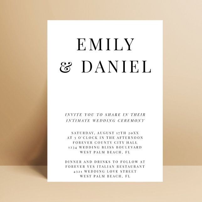 Invitation Mariage Simple Élégant Audacieux Intime au Palais  (Créateur téléchargé)