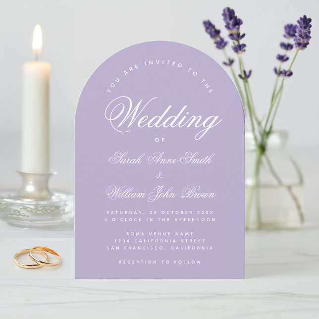 Invitation Mariage Simple Élégant Lavande Violet Écriture (Créateur téléchargé)