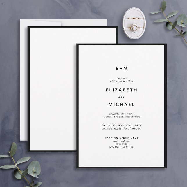 Invitation Mariage simple Elegant noir et blanc (Créateur téléchargé)