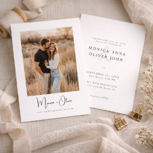 Invitation Mariage Simple Élégant Script Photo Budget