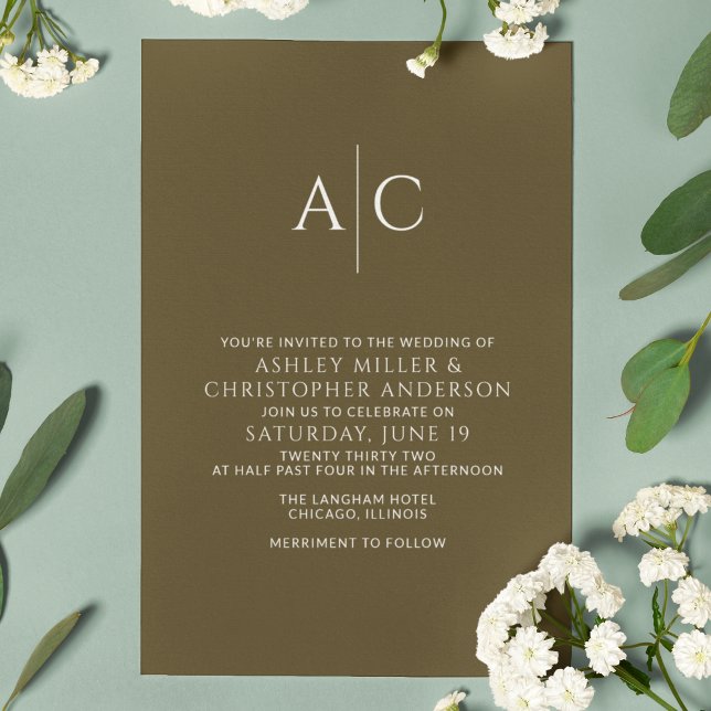Invitation Mariage simple en bronze foncé (Créateur téléchargé)