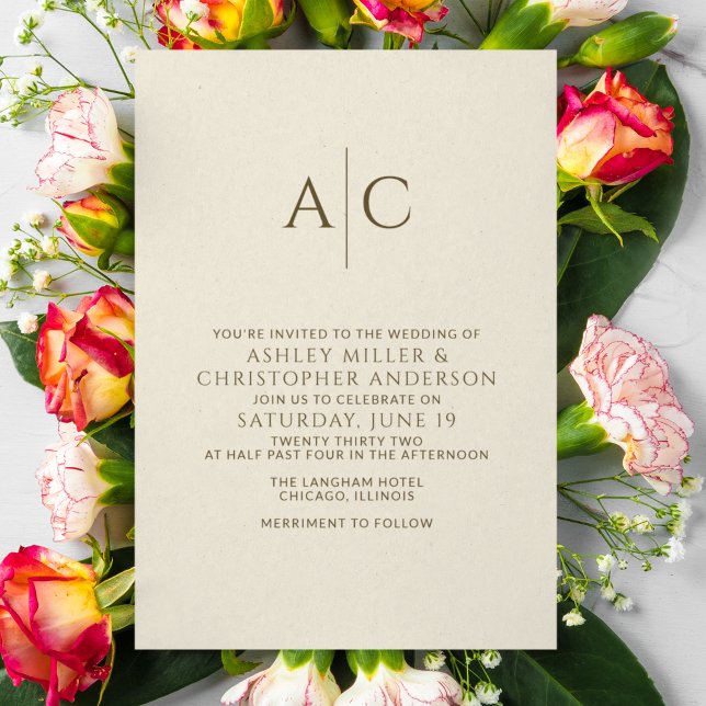 Invitation Mariage simple en bronze foncé et en or (Créateur téléchargé)