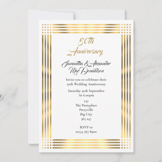 Invitation Mariage simple en or (Devant)