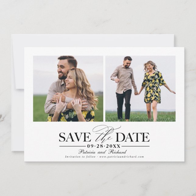 Invitation Mariage Simple Et Design Enregistrer La Date 2 Pho (Devant)