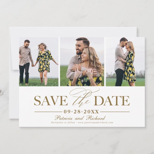 Invitation Mariage Simple Et Design Enregistrer La Date 3 Pho (Devant)
