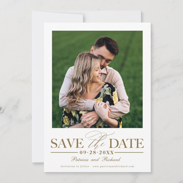 Invitation Mariage Simple Et Design Enregistrer La Photo Date (Devant)