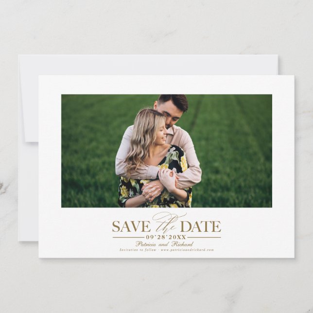 Invitation Mariage Simple Et Design Enregistrer La Photo Date (Devant)