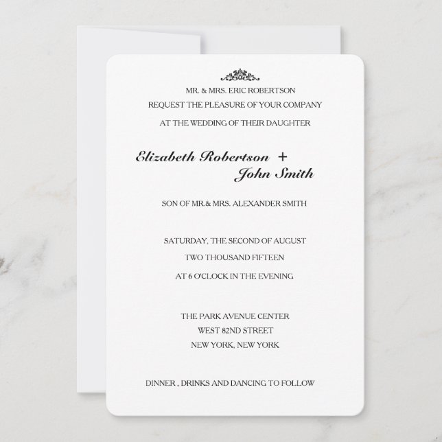 Invitation Mariage simple et élégant (Devant)