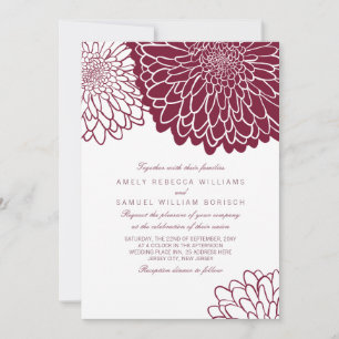 Invitation Mariage Simple et Élégant Chrysanthème de Bourgogn
