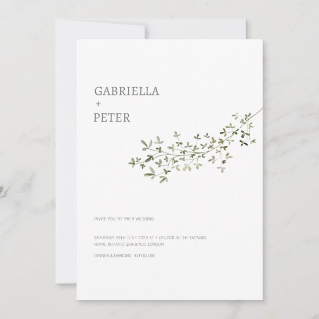 Invitation Mariage simple et minimaliste moderne de la branch (Devant)