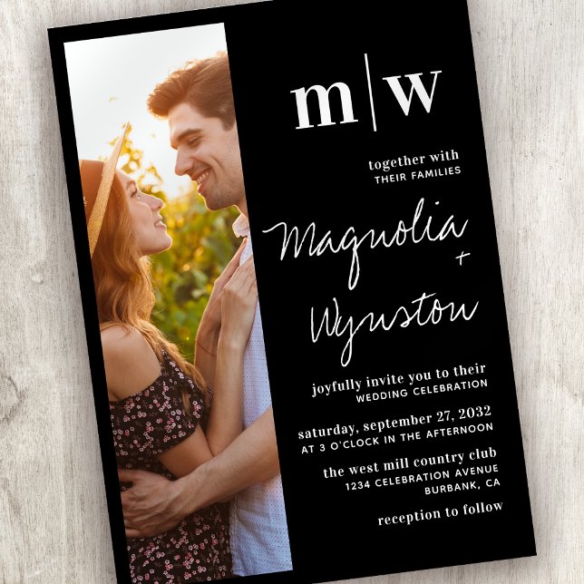 Invitation Mariage simple et moderne de monogramme photo (Créateur téléchargé)