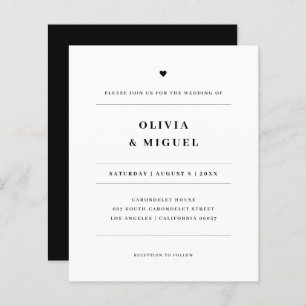 Invitation Mariage simple et moderne en noir et bl