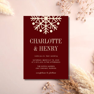 Invitation Mariage simple flocon de neige Champagne & Bourgog