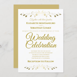 Invitation Mariage simple Gold et White Elegree