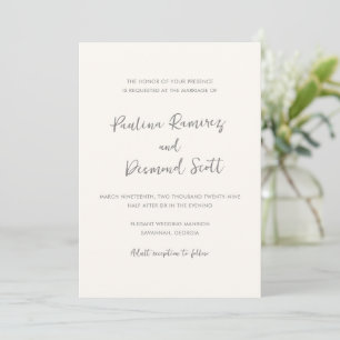 Invitation Mariage Simple Ivoire Moderne