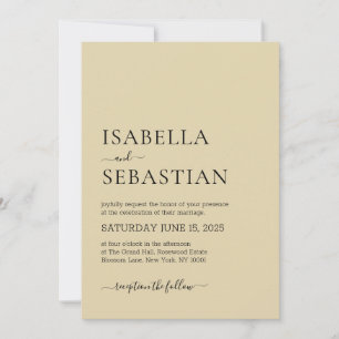 Invitation Mariage Simple Jaune Doux