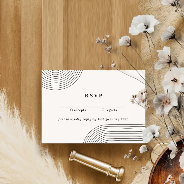 Invitation Mariage Simple Ligne Noire et Blanche Répondez S'i (Créateur téléchargé)