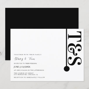 Invitation Mariage simple logo typographique en ligne noir et