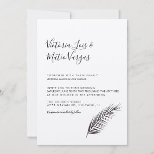 Invitation Mariage simple main tiré feuille palmier
