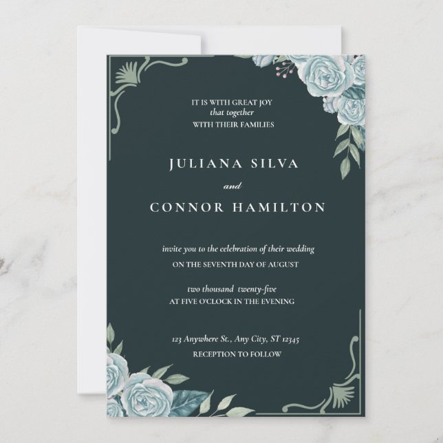 Invitation mariage simple, mariage monogramme classique, mon  (Devant)