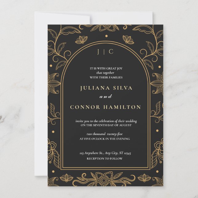 Invitation mariage simple, mariage monogramme classique, mon  (Devant)