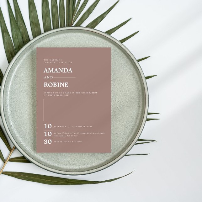 Invitation Mariage simple minimaliste Brown élégant (Créateur téléchargé)