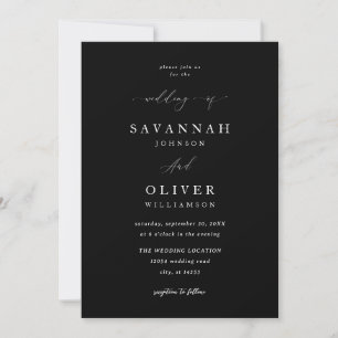 Invitation Mariage simple minimaliste - Noir