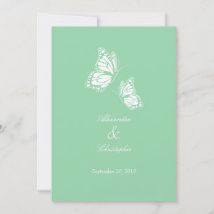 Invitation Mariage simple Mint Green Butterflies