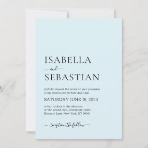 Invitation Mariage Simple Moderne Cyan Clair
