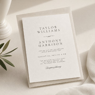 Invitation Mariage simple moderne élégant minimal en ivoire
