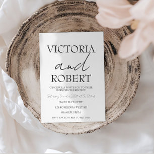 Invitation Mariage Simple Moderne Engagement Noir Blanc