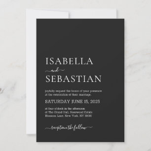 Invitation Mariage Simple Moderne Gris Foncé